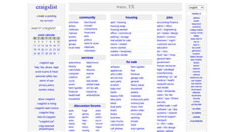 <b>craigslist</b> provides local classifieds and forums for jobs, housing, for sale, services, local community, and events. . Craigslist en waco